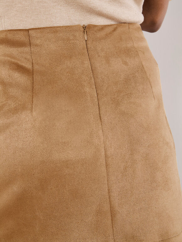Suedette A-Line Mini Skirt, Stone, large