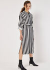 Monochrome Stripe Shirt Midi Dress, Black, large