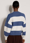 Chunky Knit Stripe Oversized Jumper, Blue, large