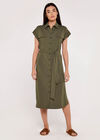 Utility Shirt Midi Dress , Khaki, large