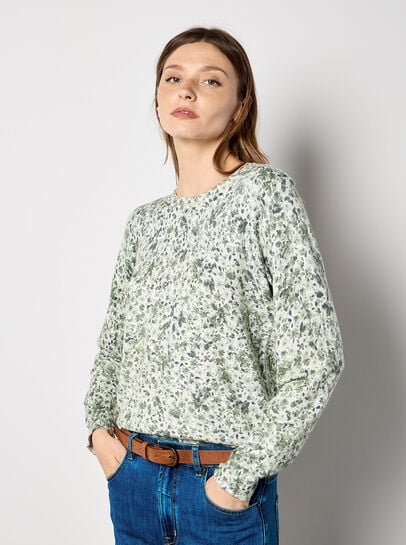 Fine Knit Silhouette Floral Jumper