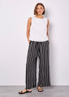 Stripe Wide Leg Trousers, Black, large