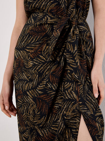 Batik Leaf Wrap Midi Skirt