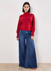 Twisted Cable Knit Batwing Jumper, Red, large