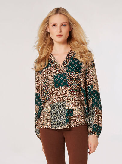Retro Patchwork Blouse