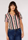 Vertical Striped Buttoned Top, Pink, large