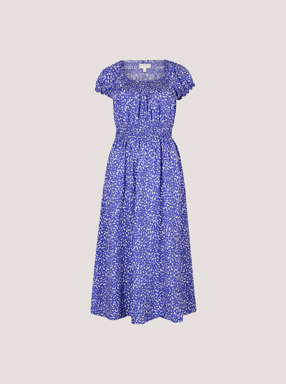Brush Spot Milkmaid Midi Dress