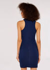 Halterneck Fitted Dress, Navy, large