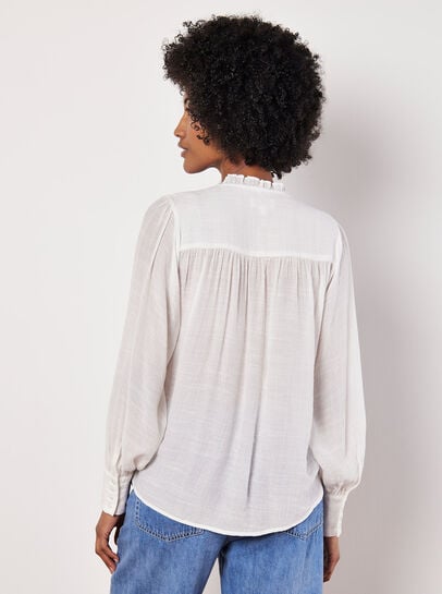 Ruffle Neck Textured Blouse