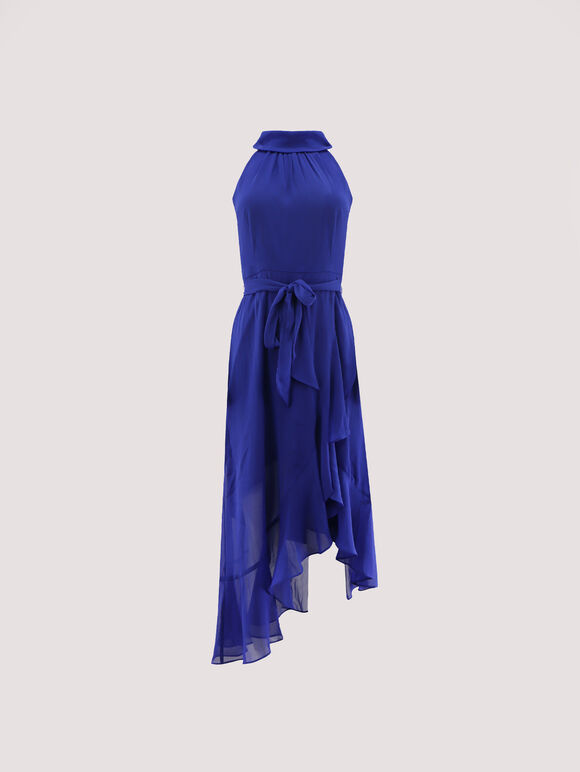 Mini-robe à col licou, Bleu, grand