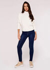 High Neck Ribbed Jumper, White, large
