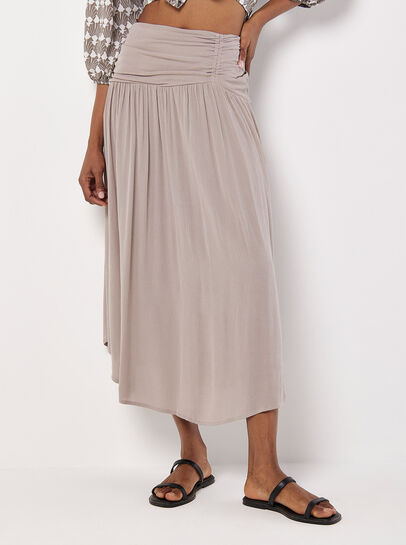 Textured Woven Midi Skirt