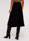 Pleated Stripe Midi Skirt, Black, large