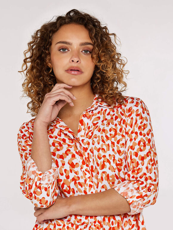 Cheetah High Low Shirt, Coral, large