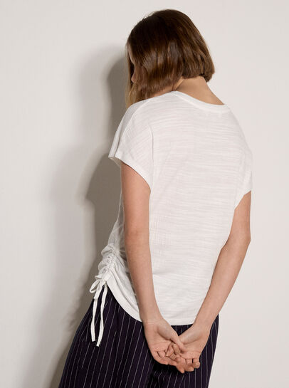 Textured Jersey Side Ruched T-Shirt