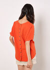 Textured Cotton Button Back T-Shirt, Orange, large