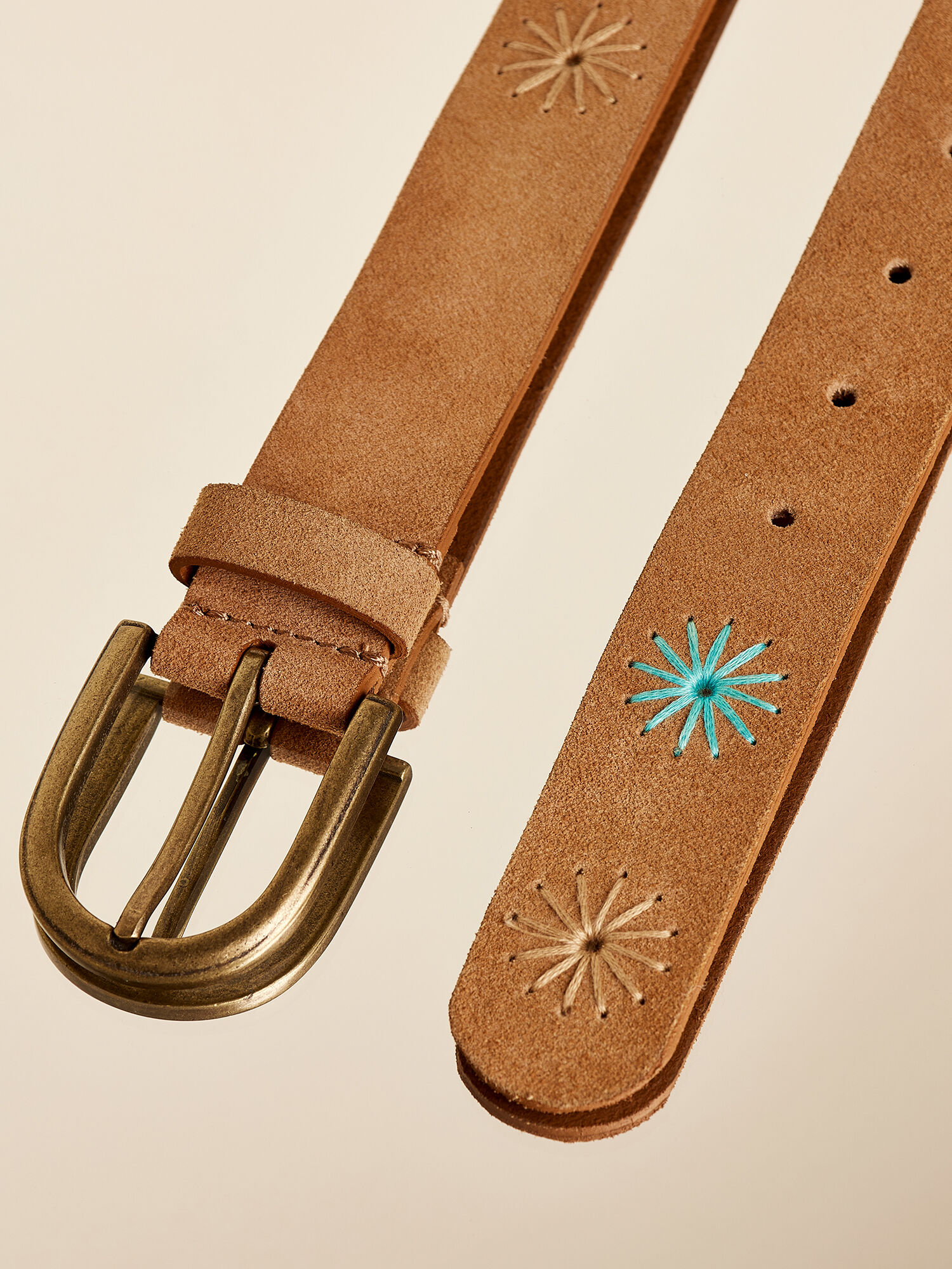 Ceinture En Cuir Brodee Vetements Apricot