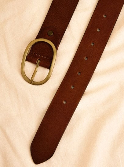 Leather Gold Buckle Belt