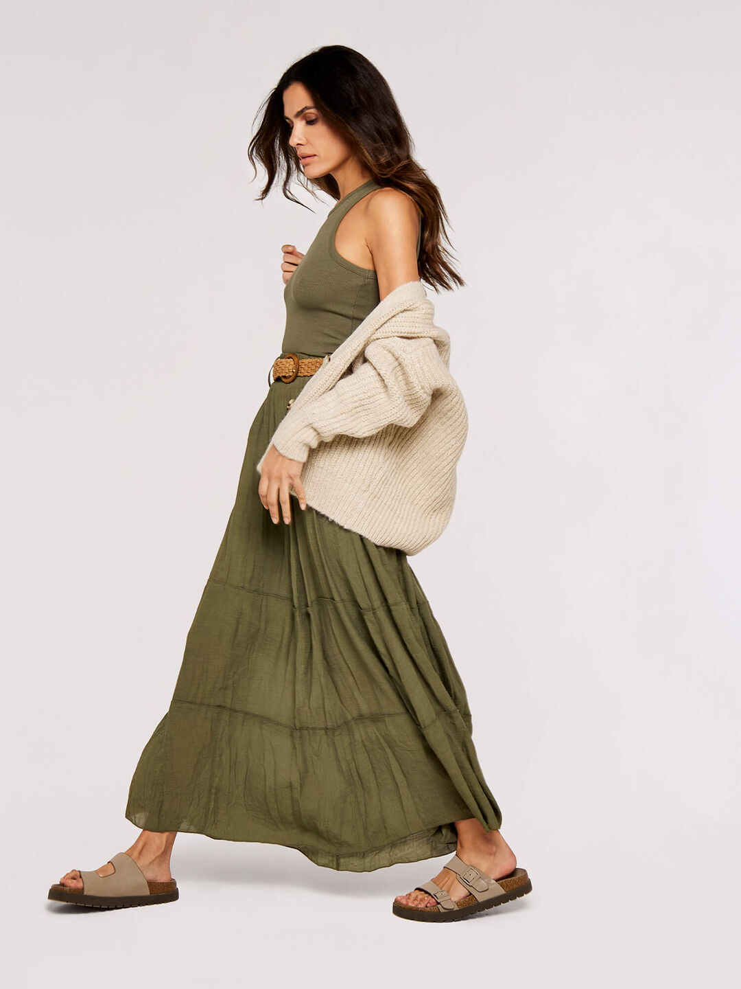 Slub Shimmer Maxi Skirt