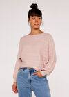 Stripe Knit Batwing Jumper, Pink, large