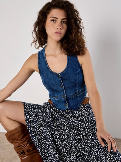 Brush Dot Belted Skirt