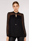 Dobby Tassel Top, Black, large