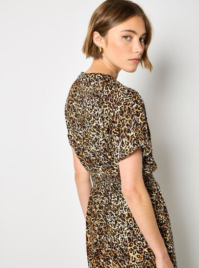 Leopard Print Zip-Down Mini Dress
