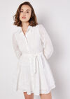 Tropical Embroidered Shirt Mini Dress, White, large