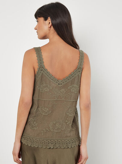 Embroidered Crochet Top