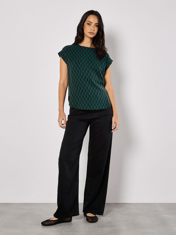 Geo Triangles Woven T-Shirt, Green, large