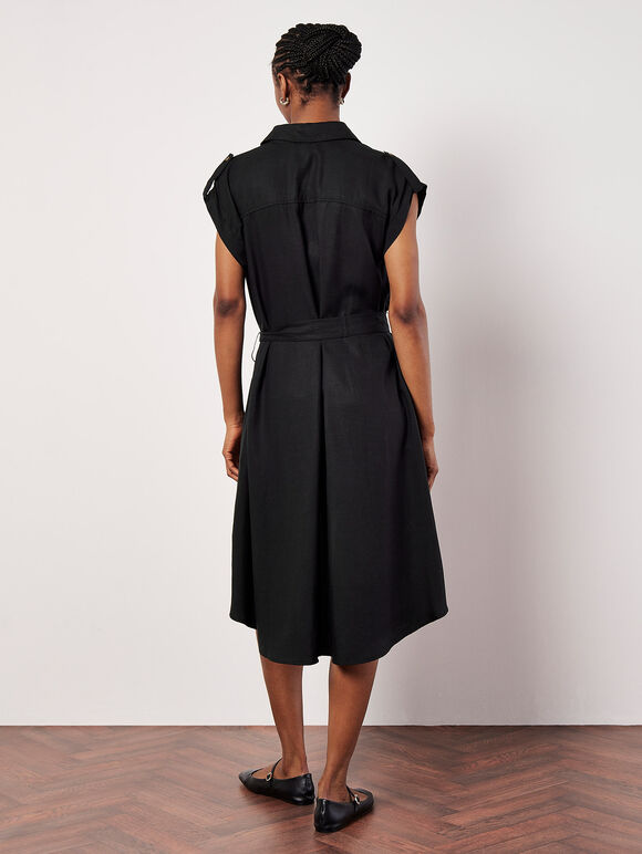 High-Low Shirt Mini Dress, Black, large