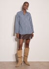 Oversized Stripe Shirt, Blue, large