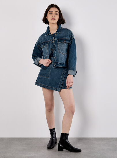 Denim Wrap Mini Skort