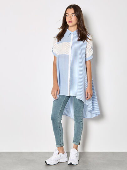 Mix Stripe Embroidered Shirt