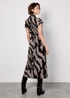 Zebra Print Shirt Midi Dress, Stone, large