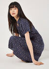 Batik Tile Shirt Midi Dress, Navy, large