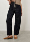 Aiko Dark Wash Barrel Jeans, Blue, large