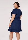 Curve Lightweight Denim Mini Dress, Navy, large