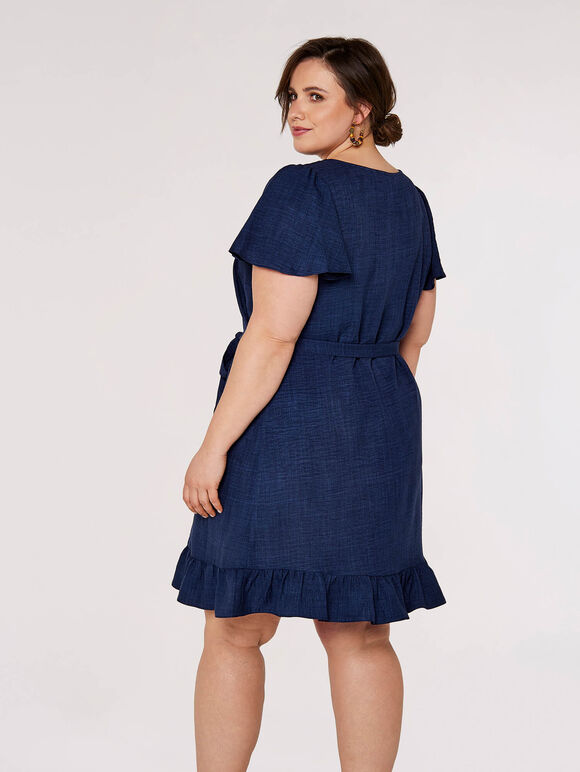 Curve Lightweight Denim Mini Dress, Navy, large