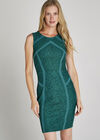 Green  Lace Paneled Bodycon Dress, Green, large