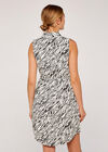 Zebra Sleeveless Shirt Dress, White, large