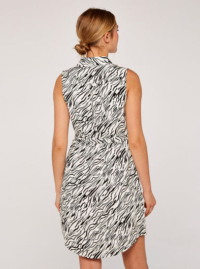 Zebra Sleeveless Shirt Dress