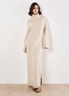 Roll Neck Jumper Maxi Dress, Stone, large