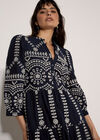 Floral Broderie Anglaise Midi Dress, Navy, large