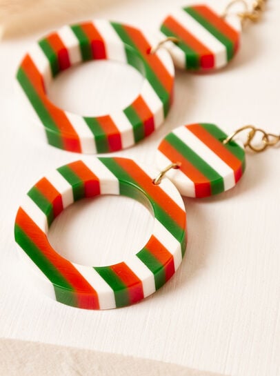 Candy Stripe Circle Earrings