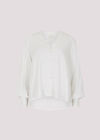 Ruffle Neck Textured Blouse, White, large