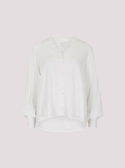 Ruffle Neck Textured Blouse