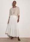 Jersey Waistband Cotton Midaxi Skirt, Cream, large