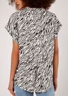 Zebra Print Sleeveless Shirt, White, large