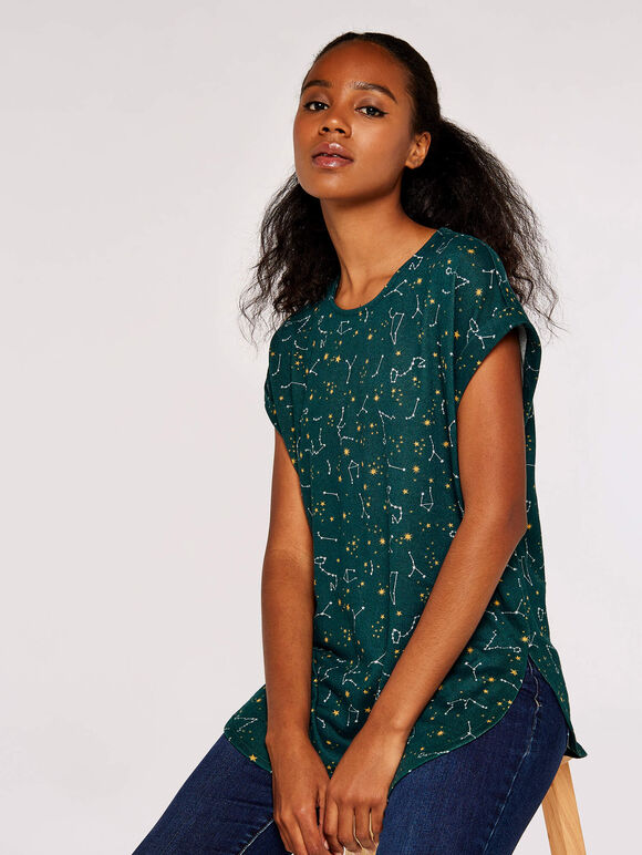 Constellation Short Sleeve Top, Green, large